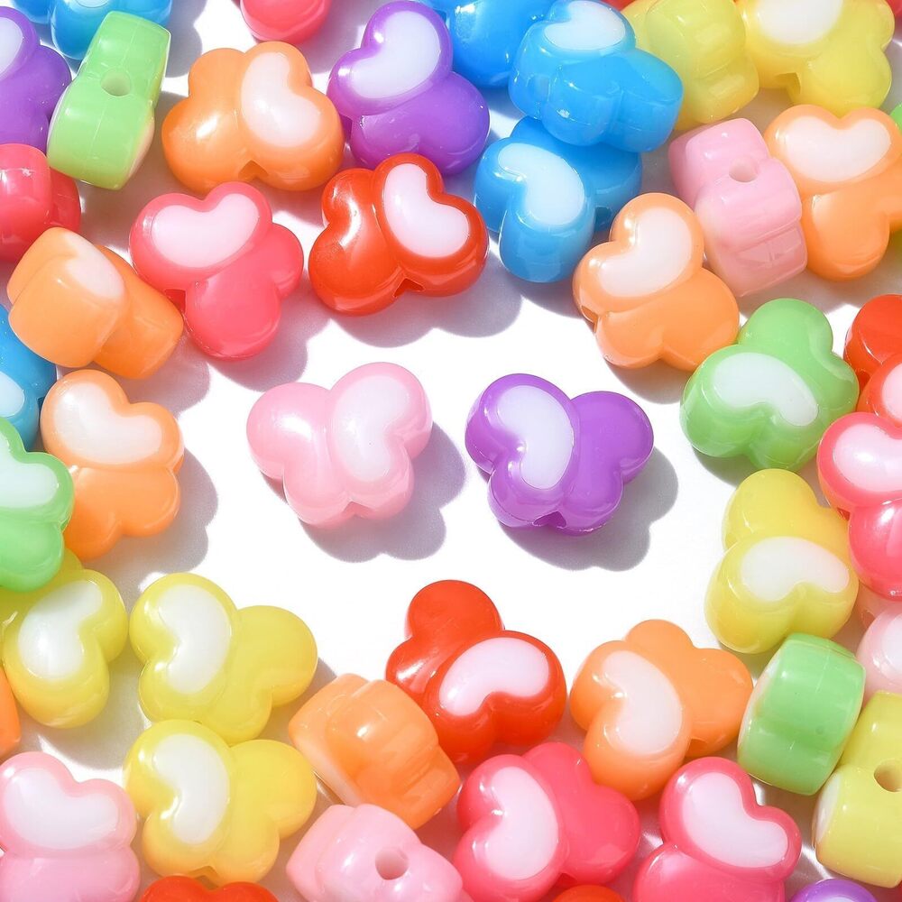 3685 100pcs Random Acrylic Butterfly Beads - Opaque Cute Insect Beads